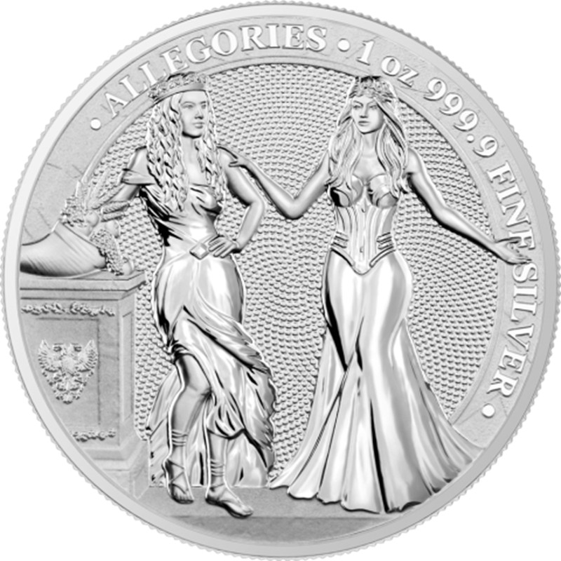 Серебряный жетон Германии «Аллегории: Италия и Германия» 2020 г.в., 31,1 чистого серебра (проба 999)