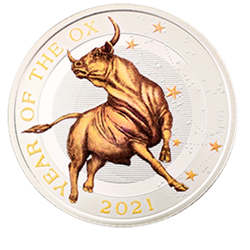 Серебряная монета Ниуэ «Год быка» 2021 г.в., 7,78 г чистого серебра (проба 925)